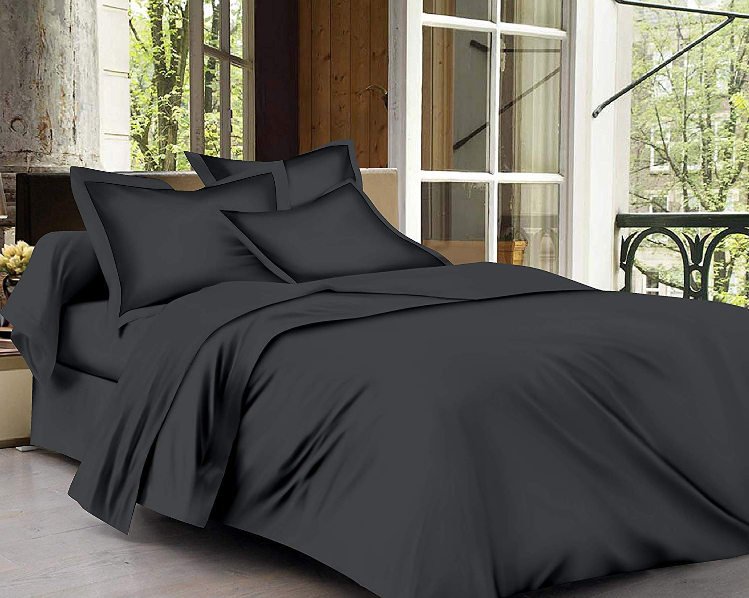 plain grey bed covers